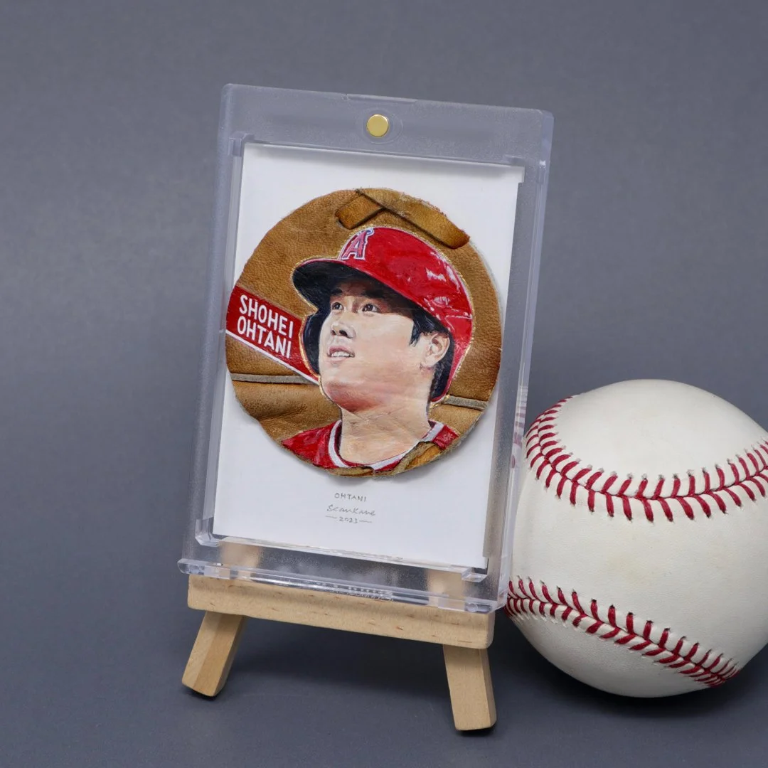 Custom “Portrait Card” Baseball Art on Classic Glove Leather